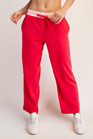 Rose French Terry Playful Pants • Candy Red/Pink