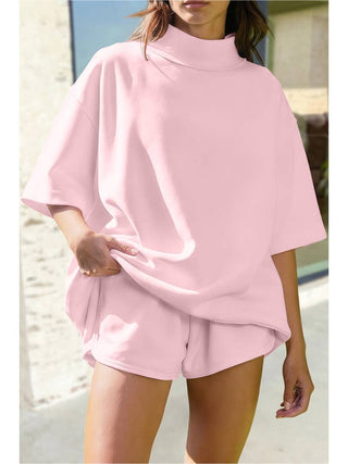 Maizie Mock Neck Exposed Seam Oversize Shorts Set