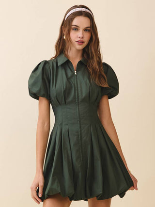 Riley Fit and Flare Bubble Dress • Hunter Green