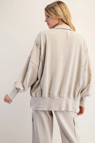 Snow Washed Long Sleeve Pull Over • Bone
