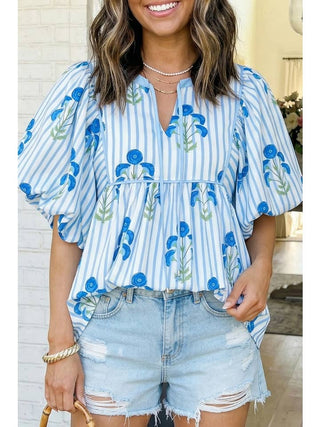 Lelaina Floral Blouse • Blue Floral