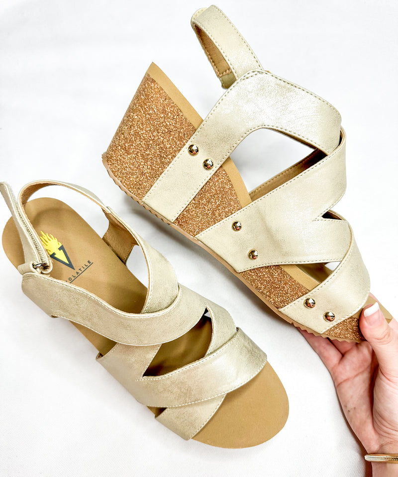 Tory Double Criss Cross Wedge • Gold