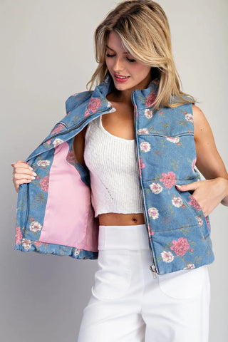 Callista Floral Demin Vest