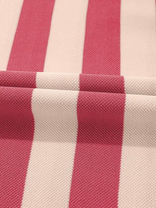 Collared V Neck Long Sleeve Casual Dress • Pink Stripe