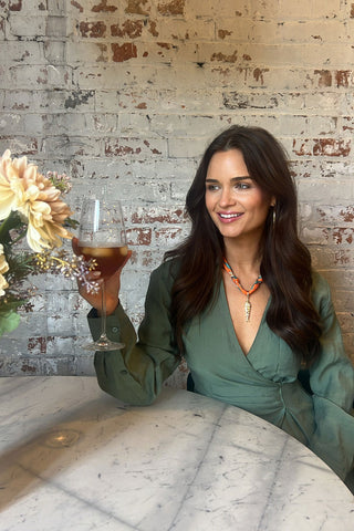 Colette Pave Sardine Scarf Necklace in Orange & Teal