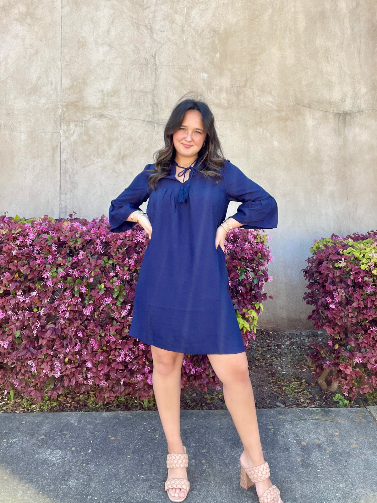 Bell Sleeve Dress • Navy