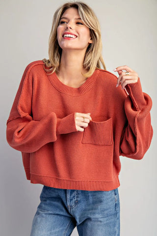 Farrah Cropped Sweater • Clay