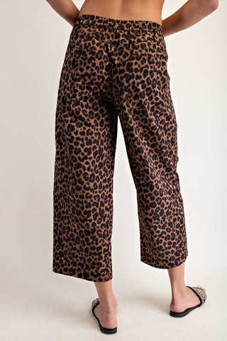 Micah Leopard Print Cropped Pants