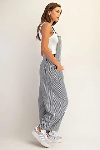 Courtney Striped Barrel-Leg Jumpsuit • Navy
