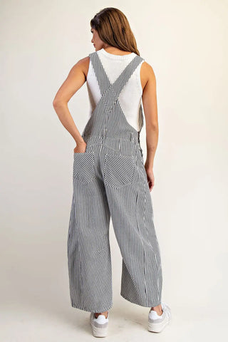 Courtney Striped Barrel-Leg Jumpsuit • Navy