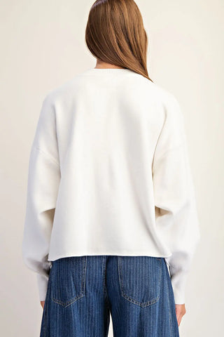 Sasha Round Neck Cropped Sweater • Off White