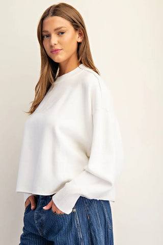 Sasha Round Neck Cropped Sweater • Off White