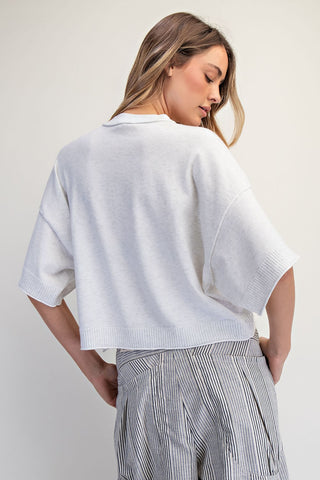 Camille Crew Neck Cashmere Cardigan • White