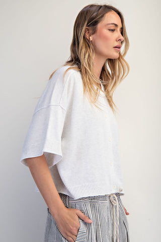 Camille Crew Neck Cashmere Cardigan • White