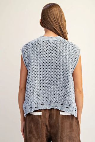 Bianca Textured Knit Cardigan • Denim Blue