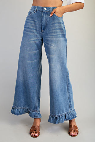*PRE ORDER* Kenzie Mineral Wash Ruffle Hem Jeans