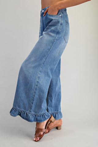 *PRE ORDER* Kenzie Mineral Wash Ruffle Hem Jeans
