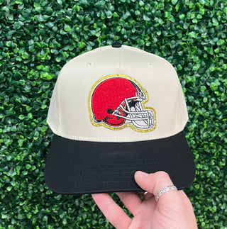 Chenille Helmet Trucker Hat • Black + Tan