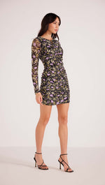 Nocturne Mesh Mini Dress • Lilac Floral