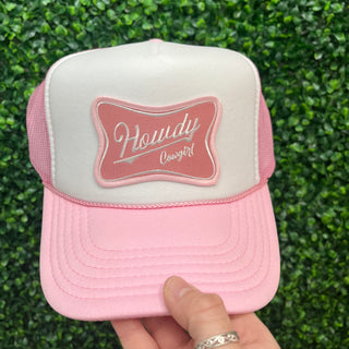 Howdy Cowgirl • Light Pink + White Puff Hat