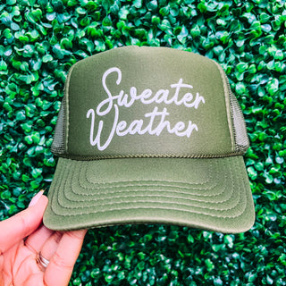 Sweater Weather Trucker Hat • Olive