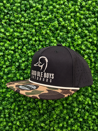 Youth Good Ole Boys 5 Panel Duck Logo Hat • Black & Camo