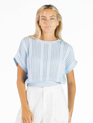 Drop Shoulder Sweater Top • Mist Blue