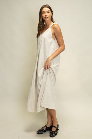 Effortless Knot-Strap Midi Dress • Cream