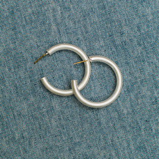 Cameron Silver 1.25" Hoop Earrings • Matte