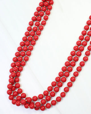 Brinely Beaded Layered Necklace • Red