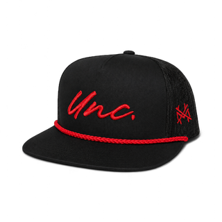 Unc. Snapback Hat • Flat Bill Black & Red
