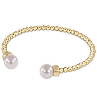 Classic Gold 3mm Bead Cuff • Pearl