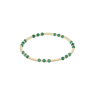 Gemstone Gold Joy Pattern 3mm Bead Bracelet • Green Onyx