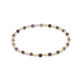 Extends Gemstone Gold Sincerity Pattern 3mm Bead Bracelet • Amethyst