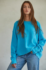 Meet At Our Spot Pullover • Aqua Blue