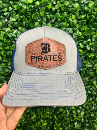 Pirates Leather Patch Hat • Grey + Blue