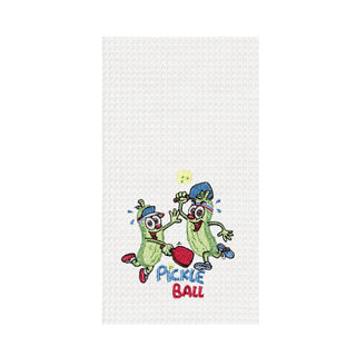 Pickle Ball Waffle Weave Kitchen Towel