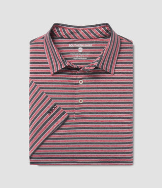 Cahaba Heather Stripe Polo - Black Cherry