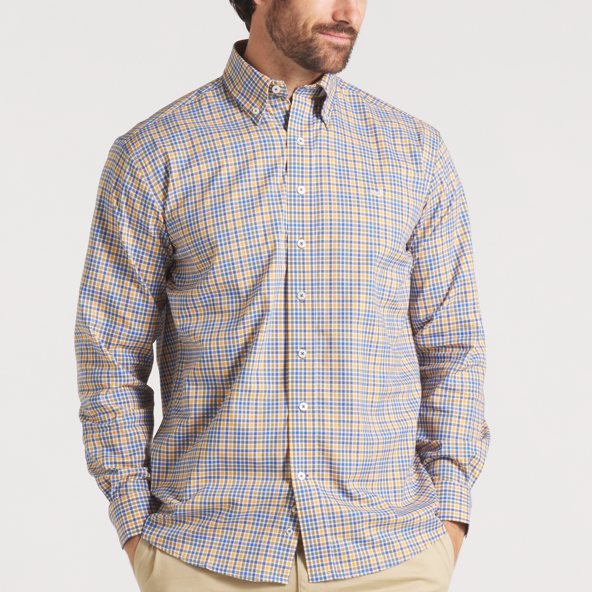 Baker Performance Gingham Dress Shirt • Blue & Field Khaki