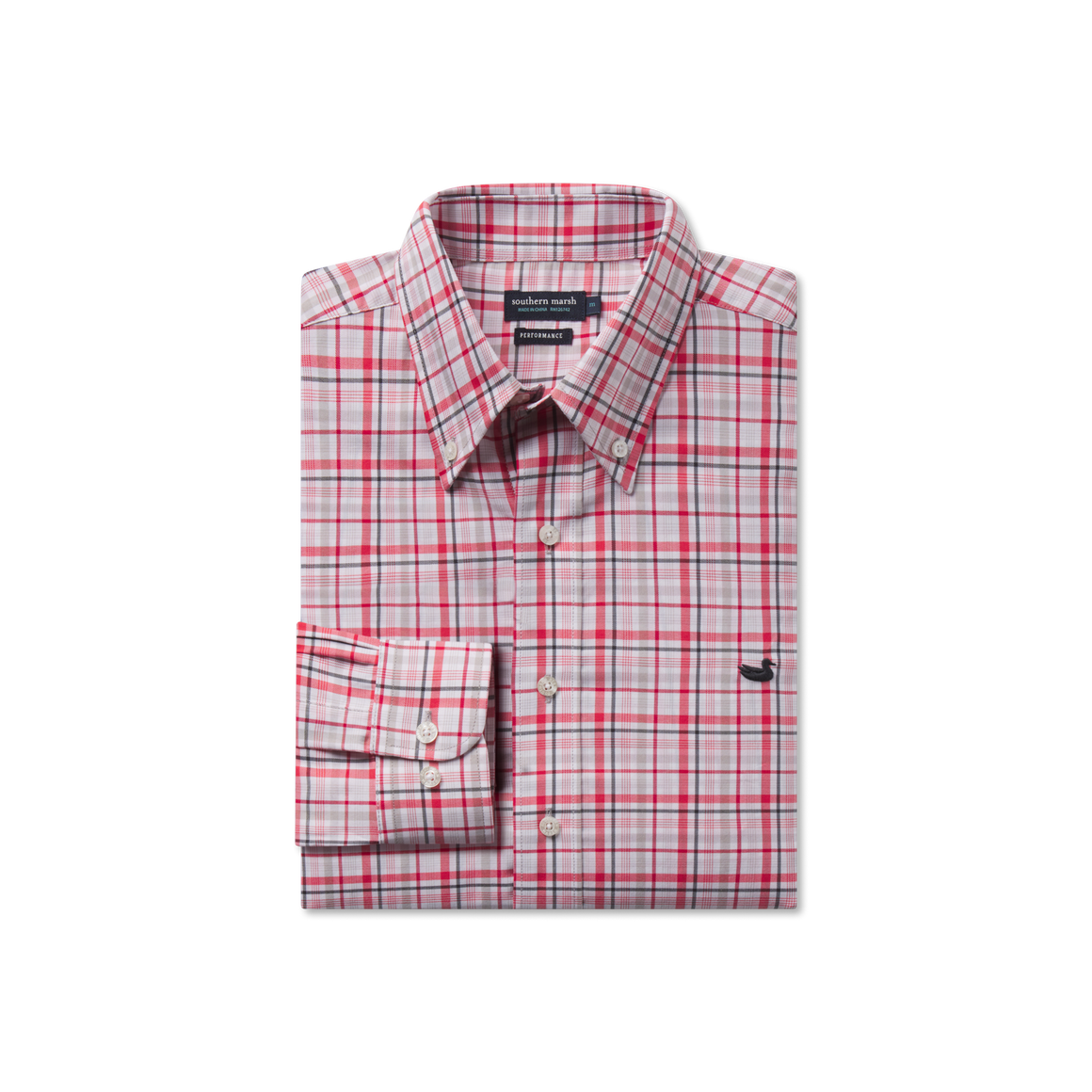 Van Buren Performance Grid Dress Shirt • Crimson & Light Gray