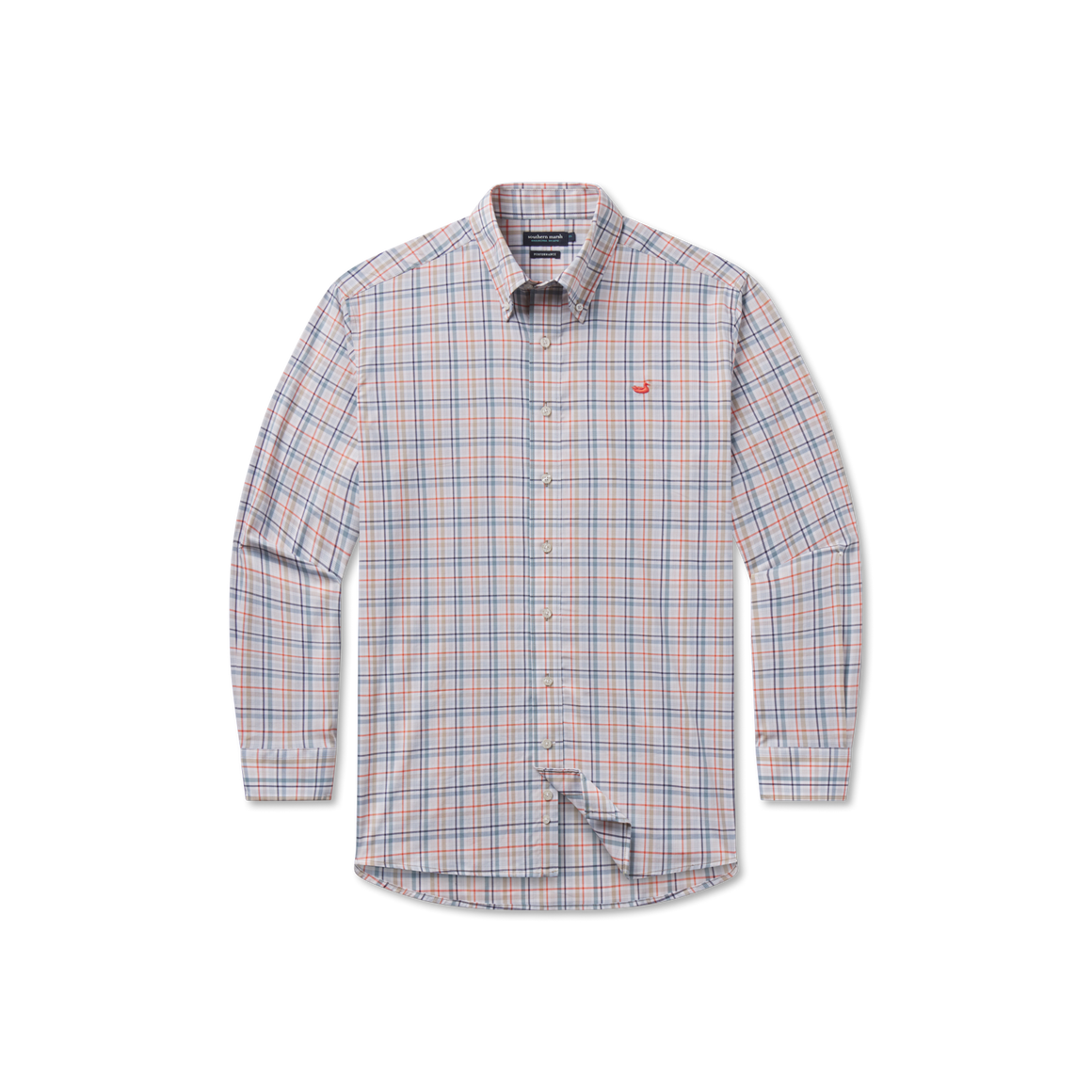 Van Buren Performance Grid Dress Shirt • Navy & Burnt Taupe