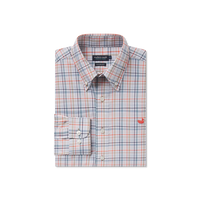 Van Buren Performance Grid Dress Shirt • Navy & Burnt Taupe