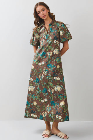 Talia Floral Maxi Dress • Brown