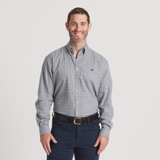 Dyer Performance Gingham Dress Shirt • Navy & Dark Green