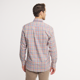 Franklin Plaid Performance Dress Shirt • Washed Slate & Burnt Orange