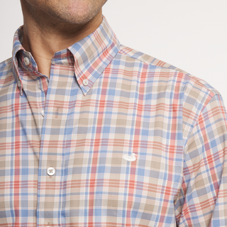 Franklin Plaid Performance Dress Shirt • Washed Slate & Burnt Orange