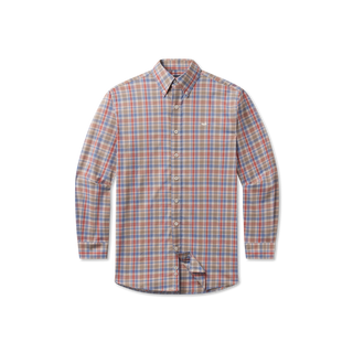 Franklin Plaid Performance Dress Shirt • Washed Slate & Burnt Orange