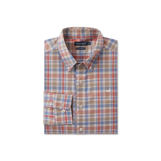 Franklin Plaid Performance Dress Shirt • Washed Slate & Burnt Orange