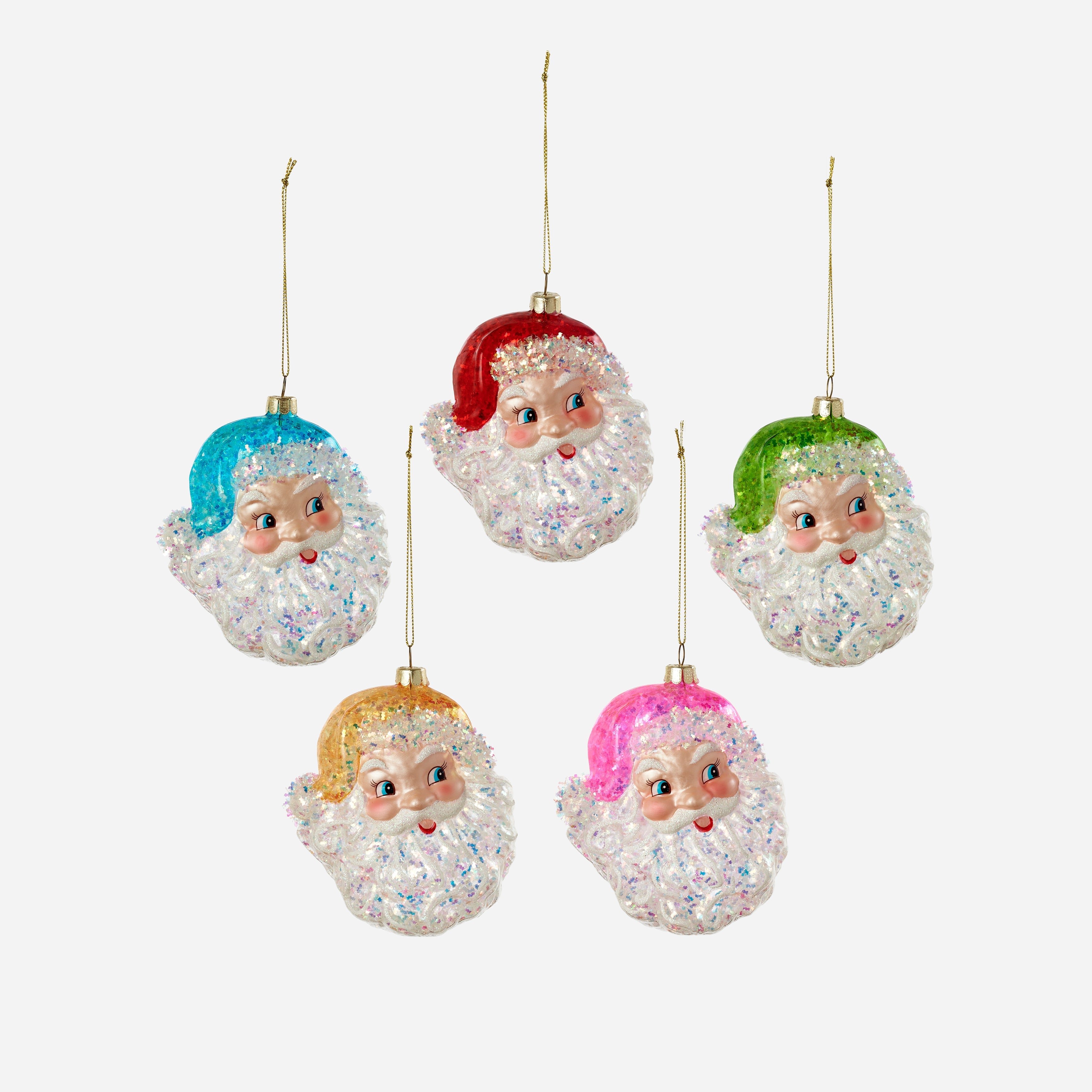 Iridescent Santa Head Ornaments • Assorted
