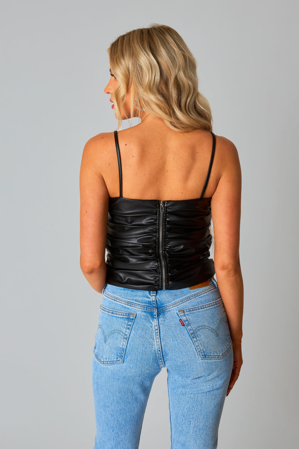 Jolee Vegan Leather Tank Top • Black